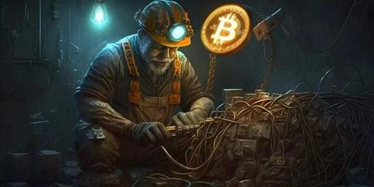 A miner checking the status of a mining rig