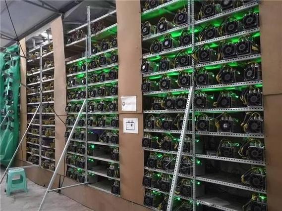 A bustling mining farm in Singapore, showcasing rows of efficient miners and rigs