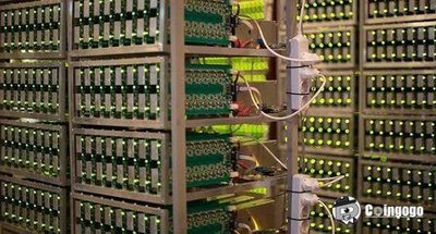 Advanced mining rigs hosted in a high-tech facility, optimizing operations for crypto mining